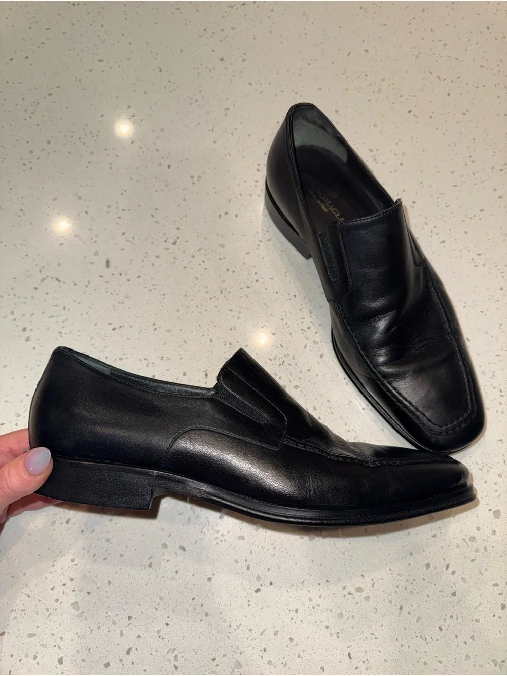 Bruno Magli Black Leather Slip-On Loafers